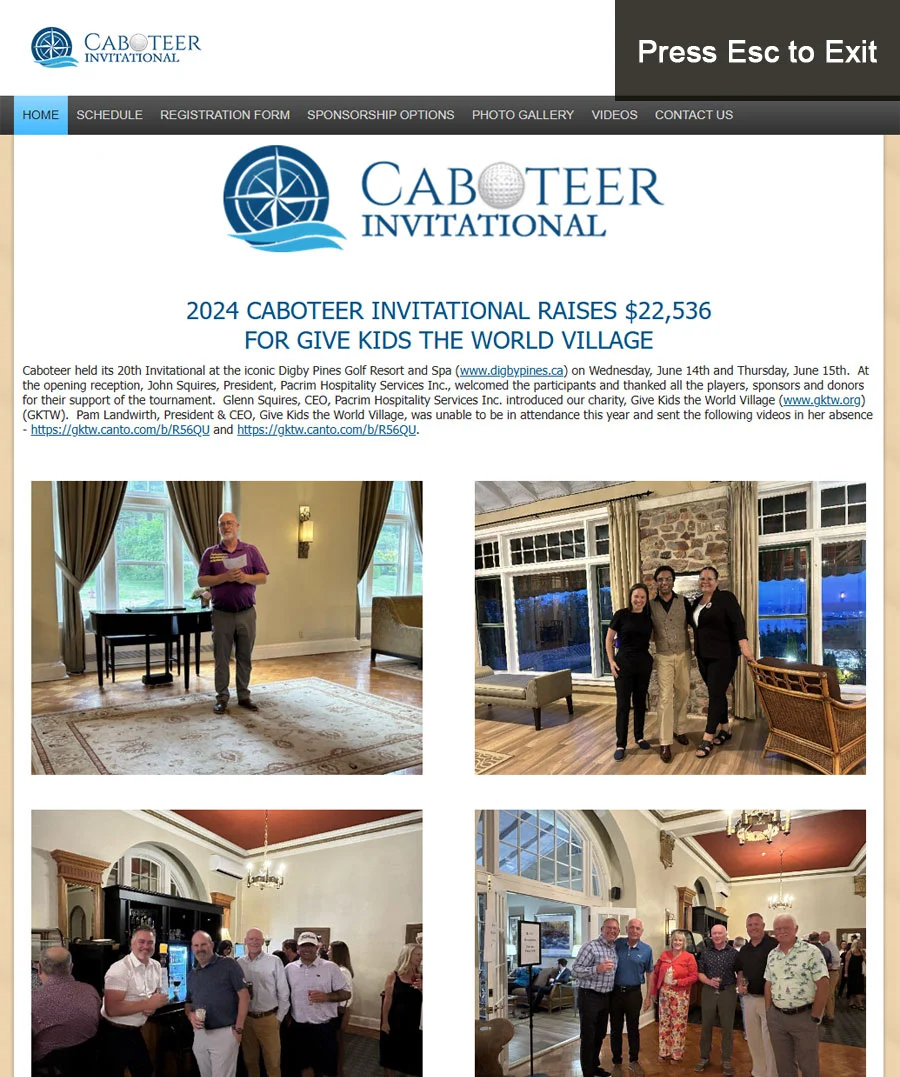 screenshot of caboteerinvitational.com