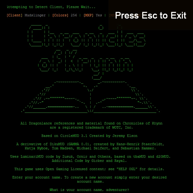 Screenshot of Chronicles of Krynn Game Play - Connect Screen