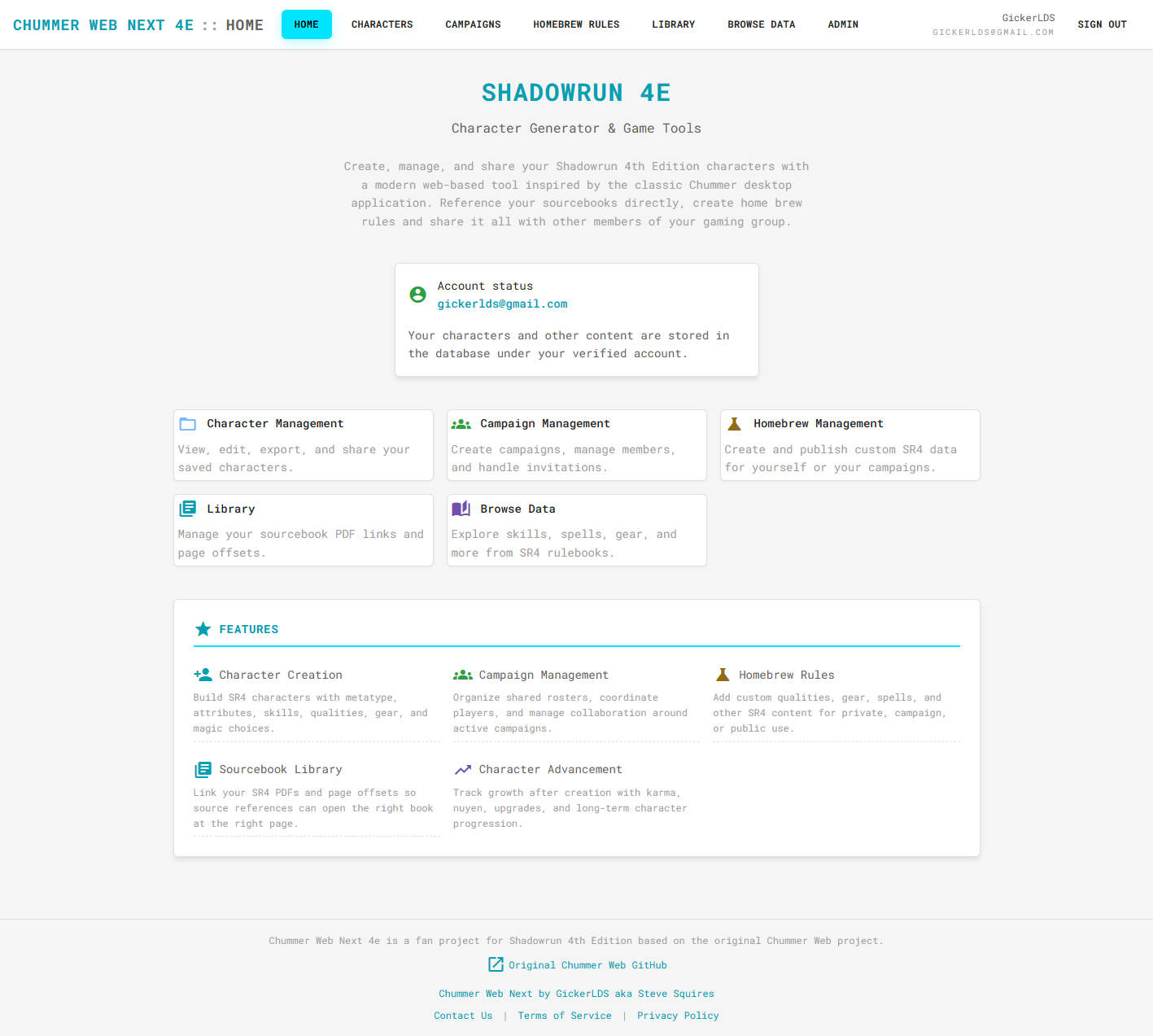 Chummer Web Next Screenshot Browse Game Data
